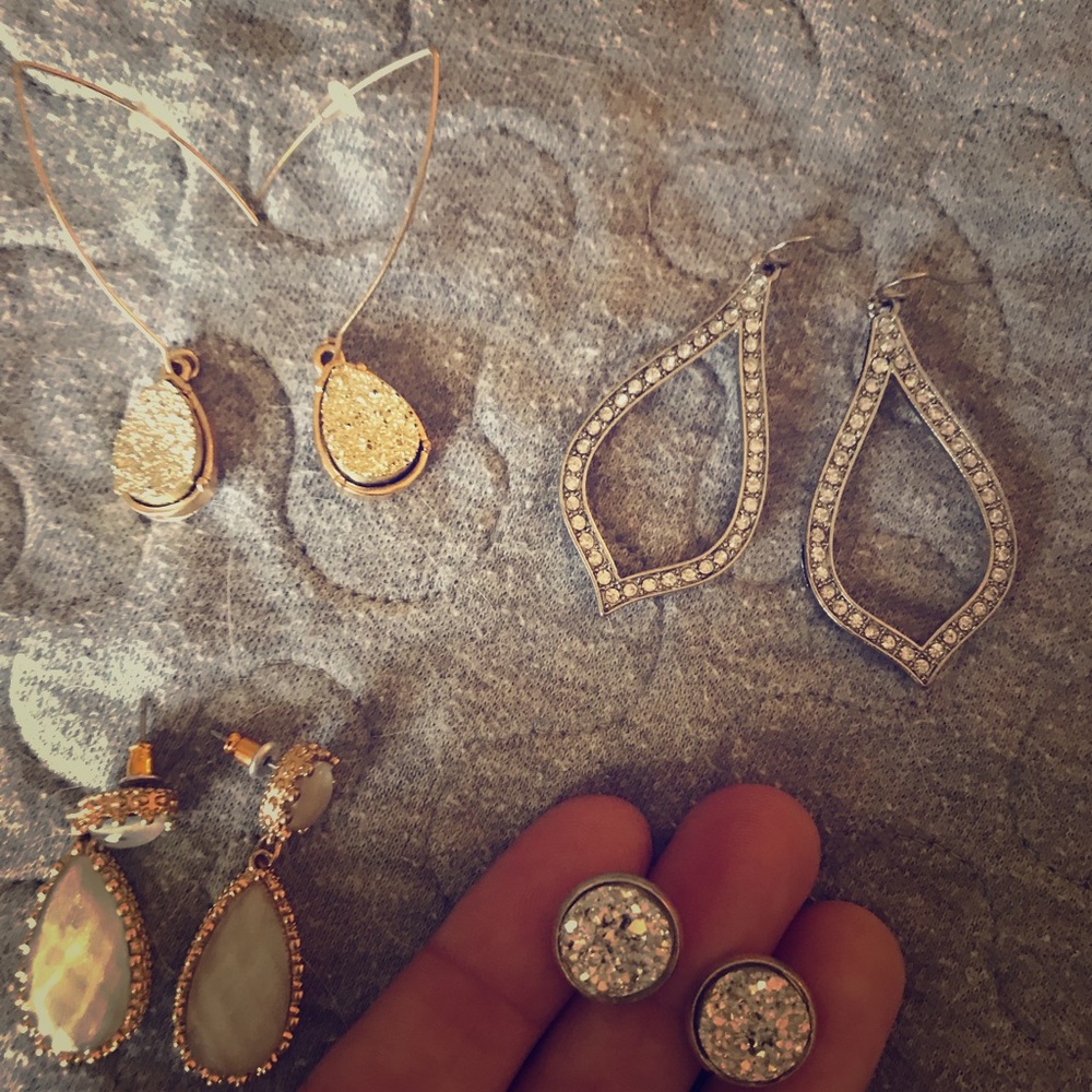 4 Pair of Gold/shiny earrings